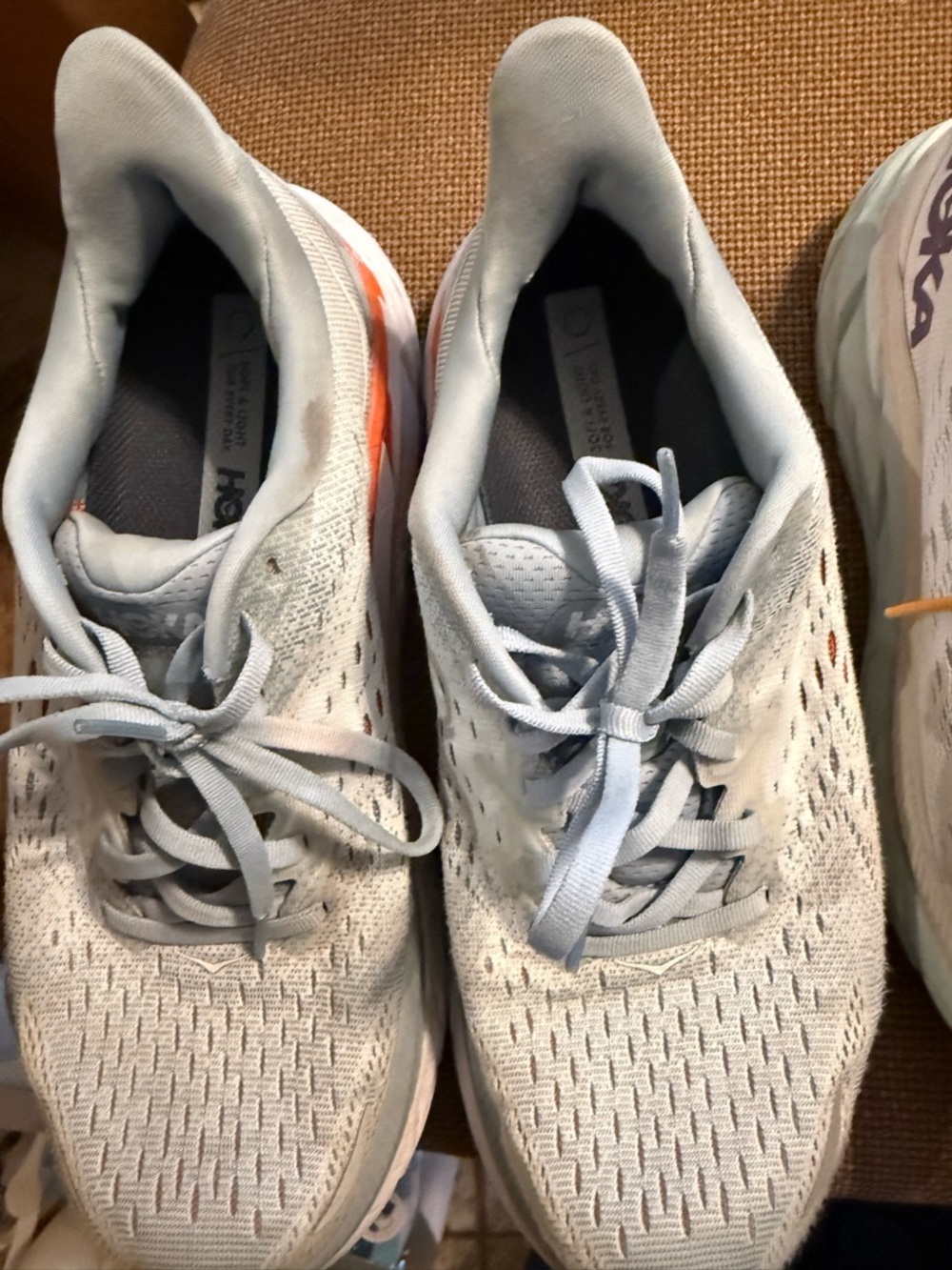 Two Pairs. HOKA Clifton 8 Sz 9 B Fair to good condition. Please look at pics. - Picture 2 of 4